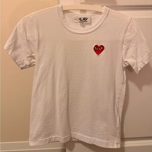 Comme des Garcons White Tee with Red Heart Patch